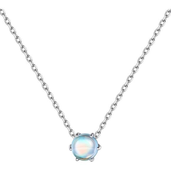 Jewelry - Sterling Silver Created Birthstone Pendant Necklace Rolo Chain